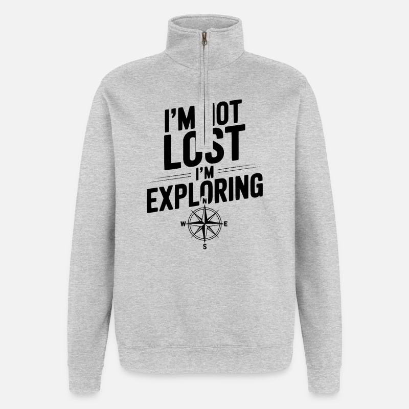 I'm Not Lost I'm Exploring - Quarter-Zip Sweatshirt - heather grey