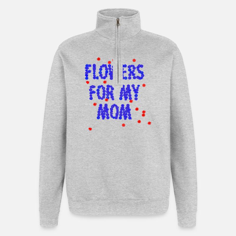 Des fleurs pour ma mère - Sweat à zip 1/4 - gris chiné