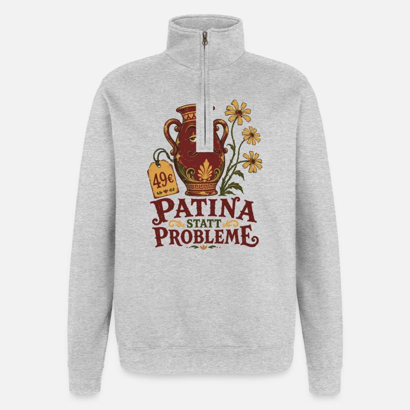 Patina instead of problems - Quarter-Zip Sweatshirt - heather grey