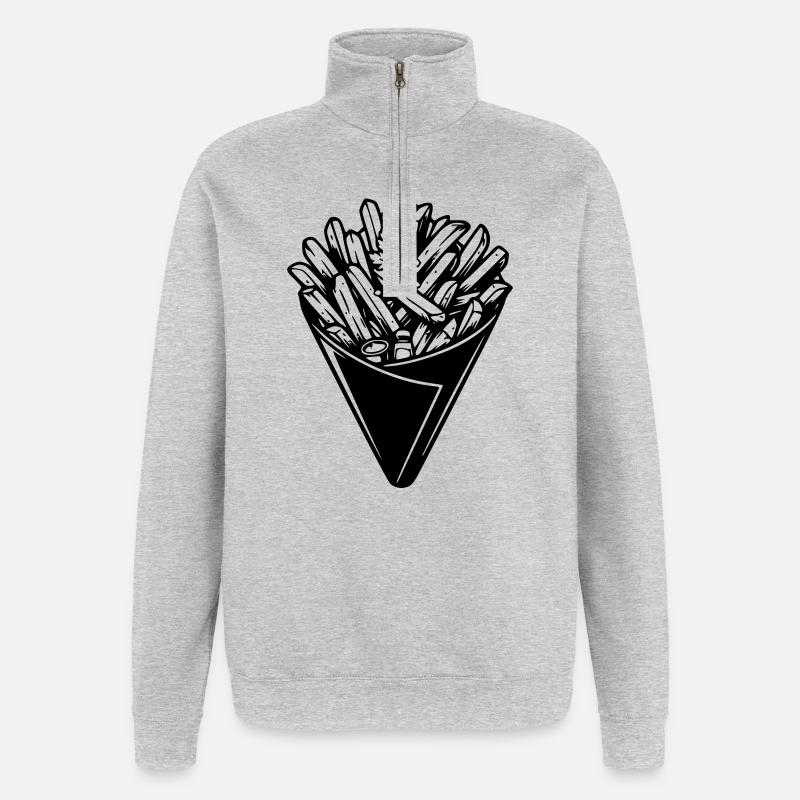 cornet_de_frites - Sweat à zip 1/4 - gris chiné