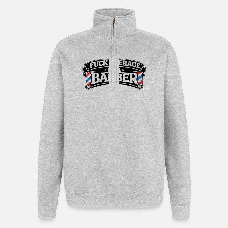 Soyez barbier – Non-conformité élégante - Sweat à zip 1/4 - gris chiné