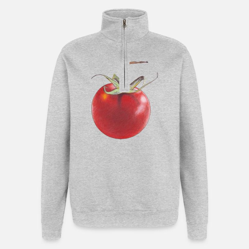 Tomate - Quarter-Zip-Sweatshirt - Grau meliert