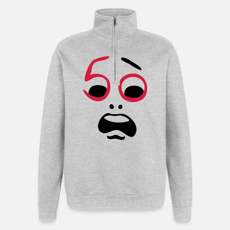 Aide, 50 ans! - Sweat à zip 1/4 - gris chiné