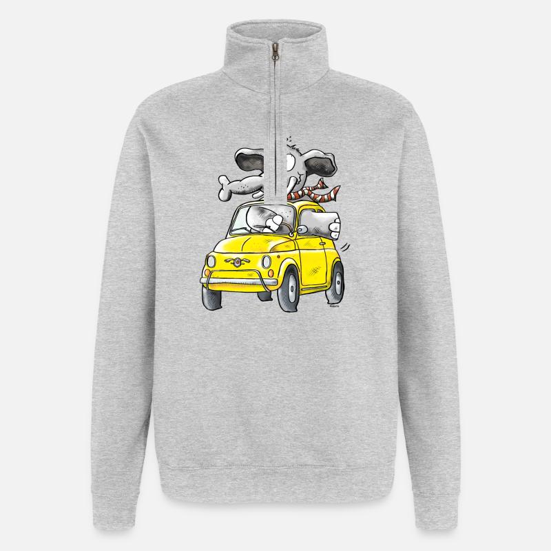 Elephant Car - Oldtimer - Quarter-Zip Sweatshirt - heather grey