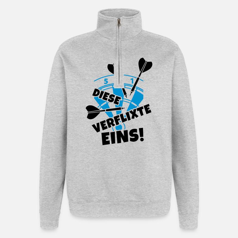 humor dart dartscheibe - Quarter-Zip-Sweatshirt - Grau meliert