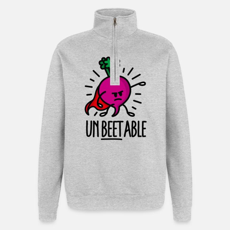 Unbeetable / unbeatable beetroot beet light - Quarter-Zip Sweatshirt - heather grey