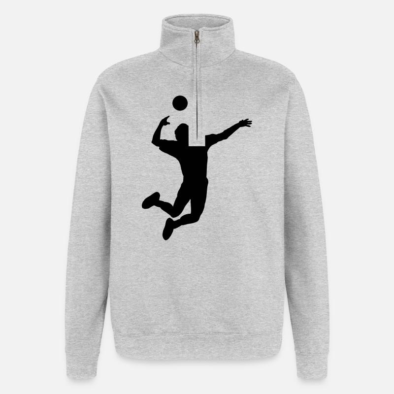 Volleyball sauté coup ou service - Sweat à zip 1/4 - gris chiné