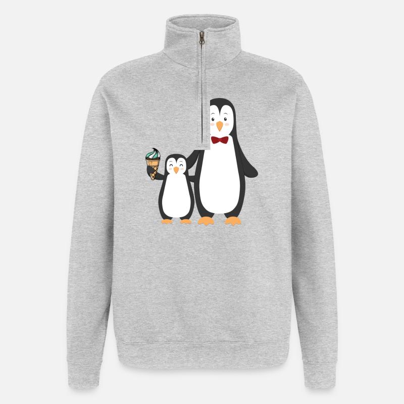 Pinguin Pinguine mit Eis - Quarter-Zip-Sweatshirt - Grau meliert