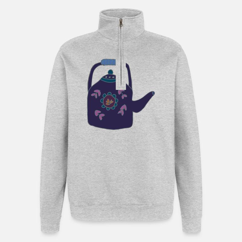 théière - Sweat à zip 1/4 - gris chiné