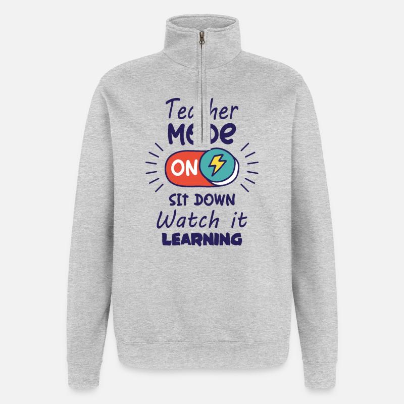 Enseignant - Sweat à zip 1/4 - gris chiné