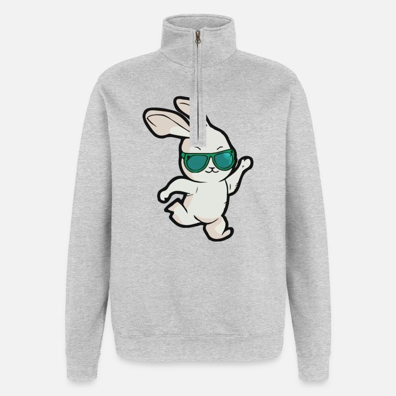 Sunglasses Easter Bunny Dances - Quarter-Zip Sweatshirt - heather grey
