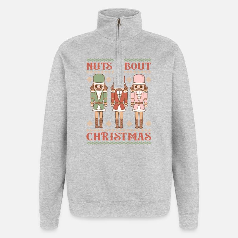 Pull de Noël moche - Sweat à zip 1/4 - gris chiné