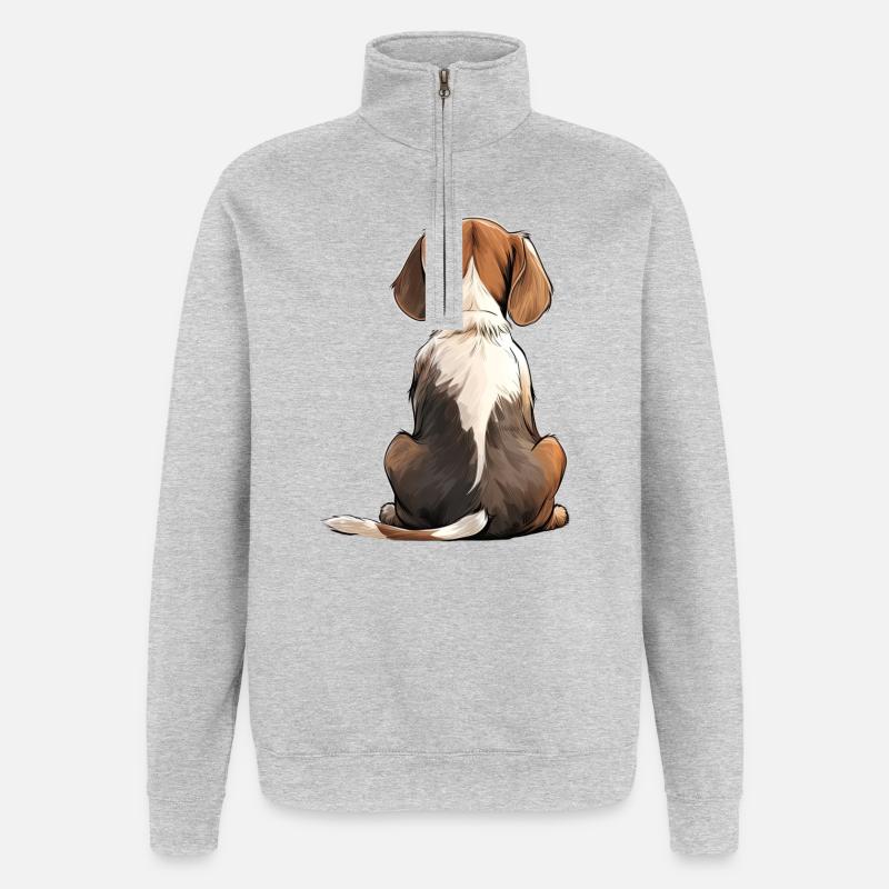 Beagle - Sweat à zip 1/4 - gris chiné