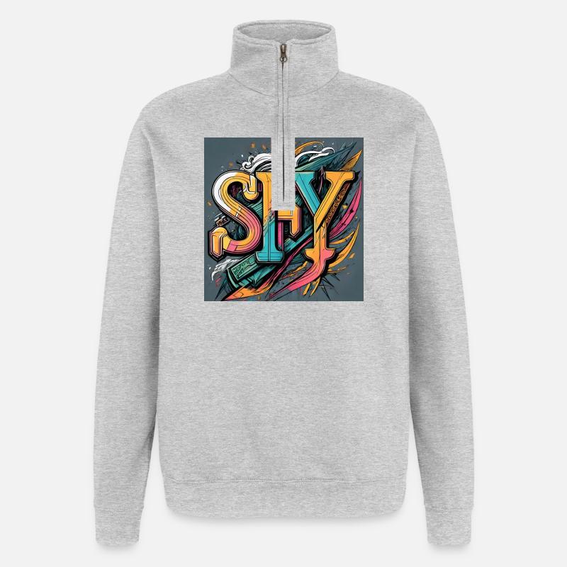 SFY - Quarter-Zip-Sweatshirt - Grau meliert