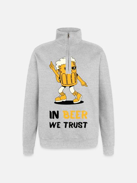 In Beer We Trust - Quarter-Zip Sweatshirt - heather grey