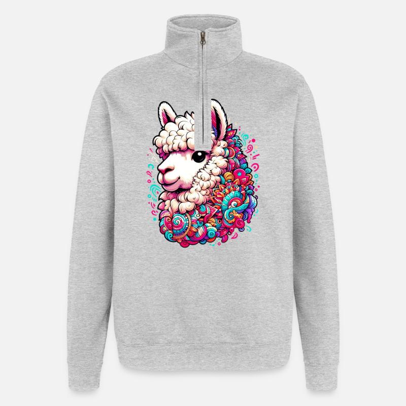 Alpaga - Sweat à zip 1/4 - gris chiné