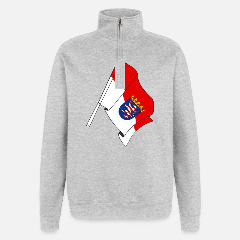 Drapeau de la Hesse - Sweat à zip 1/4 - gris chiné