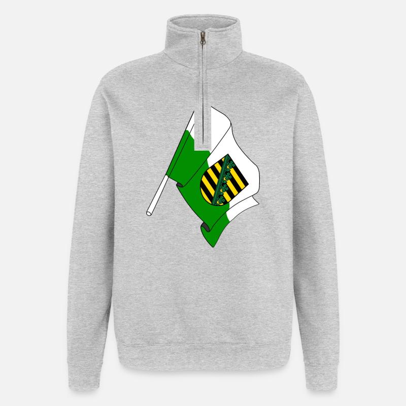 Drapeau Saxe - Sweat à zip 1/4 - gris chiné