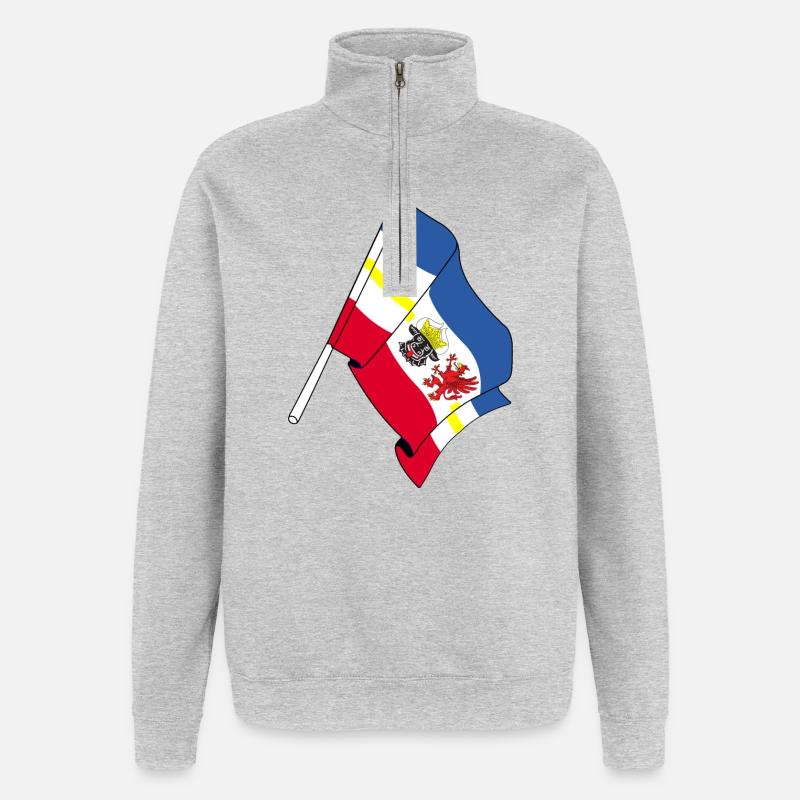 Drapeau Mecklembourg-Poméranie-Occidentale - Sweat à zip 1/4 - gris chiné