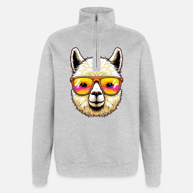 Alpaga - Sweat à zip 1/4 - gris chiné