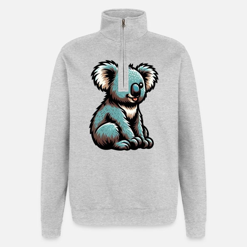 Koala - Sweat à zip 1/4 - gris chiné