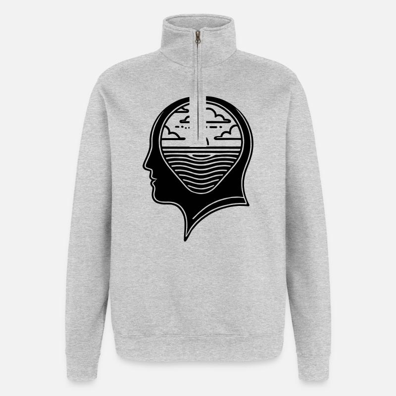 Inner Peace – Head with Sunset - Quarter-Zip Sweatshirt - heather grey