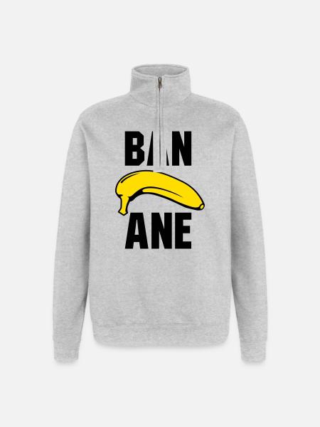 Banane - Quarter-Zip-Sweatshirt - Grau meliert