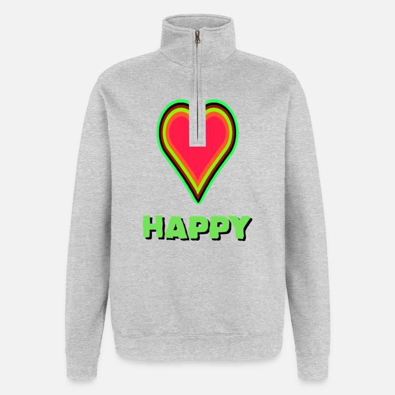 Graphique cœur VIBRANT avec encadrement néon - Sweat à zip 1/4 - gris chiné