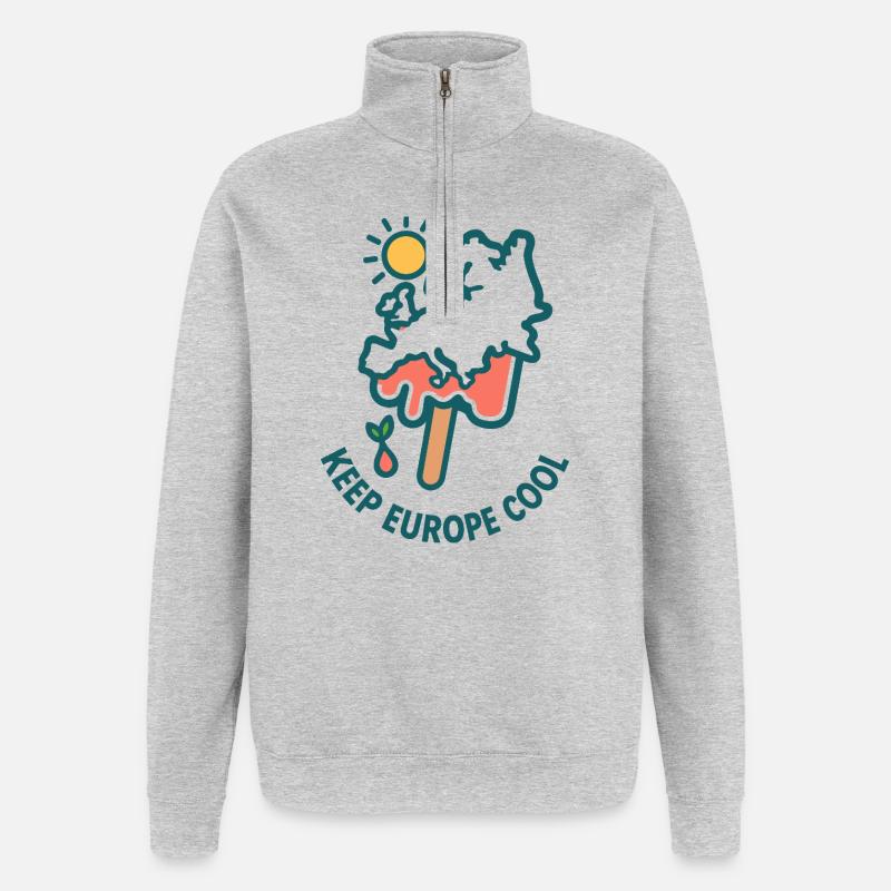 Keep Europe Cool - Quarter-Zip Sweatshirt - heather grey