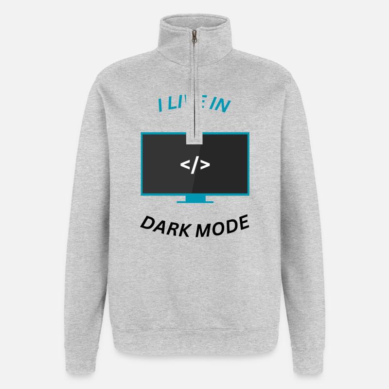 Programmeur Motivation Design - Sweat à zip 1/4 - gris chiné