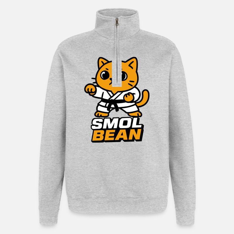 Katzenkämpfer im Dojo - Quarter-Zip-Sweatshirt - Grau meliert