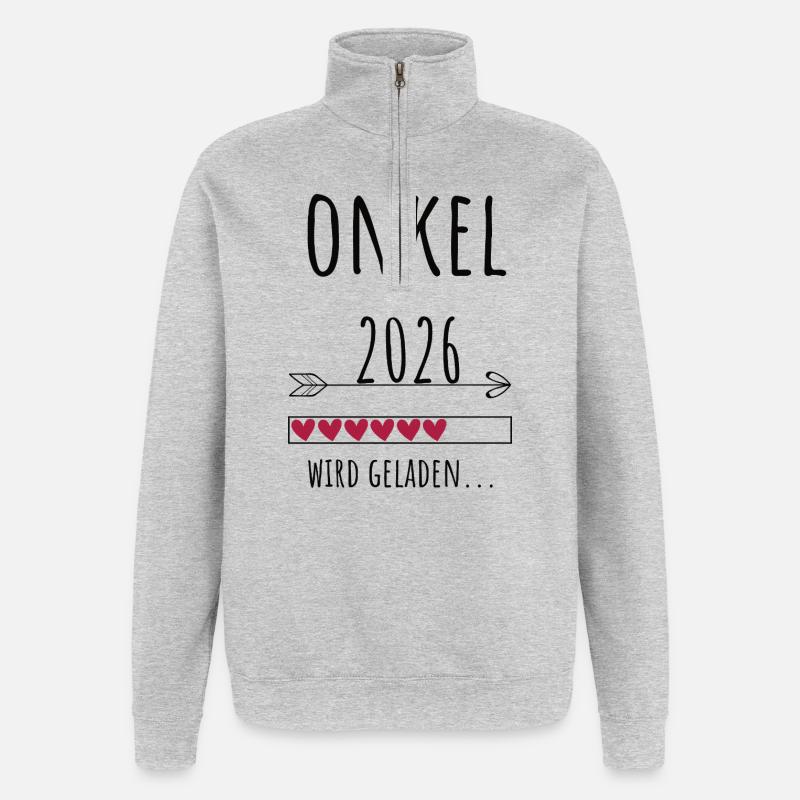 Werdender Onkel 2026 Geschenk Schwangerschaft - Quarter-Zip-Sweatshirt - Grau meliert