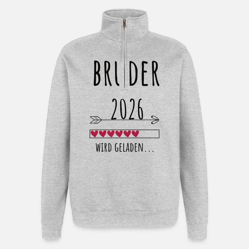 Werdender Bruder 2026 Geschenk Schwangerschaft - Quarter-Zip-Sweatshirt - Grau meliert