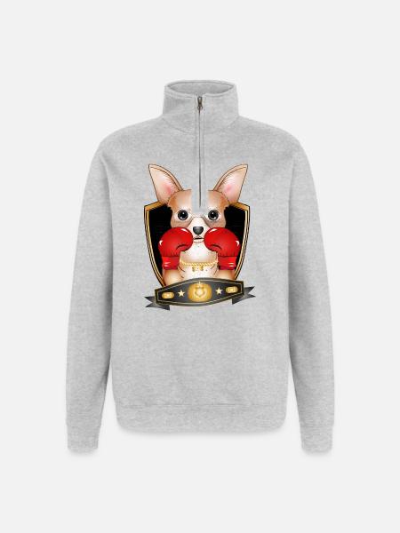 Boxing Chihuahua – Funny Boxer Motif - Quarter-Zip Sweatshirt - heather grey