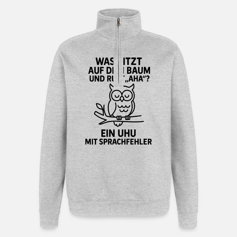 Eagle Owl Speech Error Joke - Quarter-Zip Sweatshirt - heather grey
