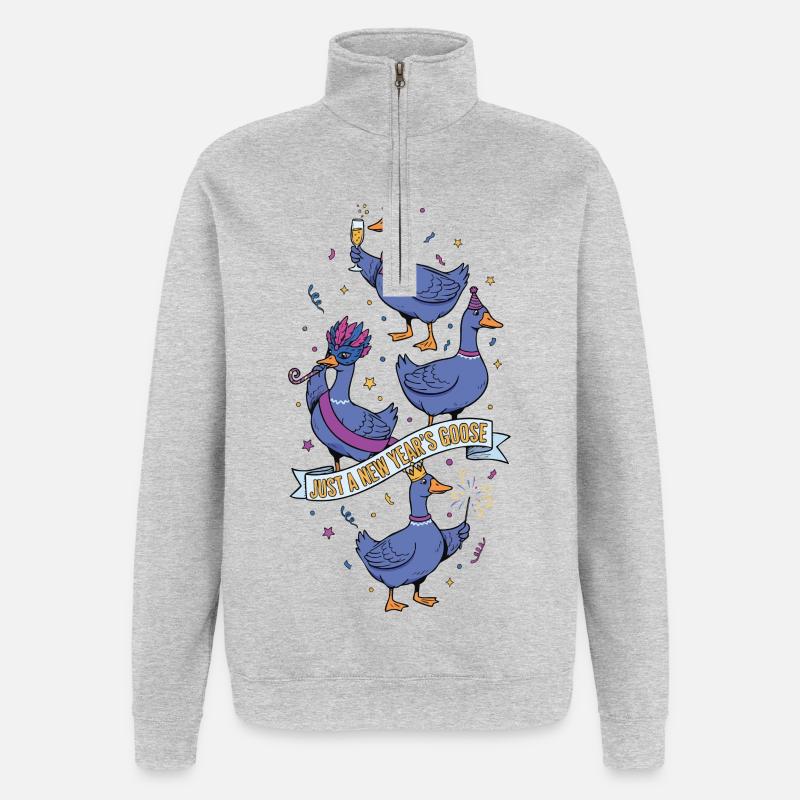 Nur eine Neujahrs-Gans-Feier 2025 Spaß - Quarter-Zip-Sweatshirt - Grau meliert