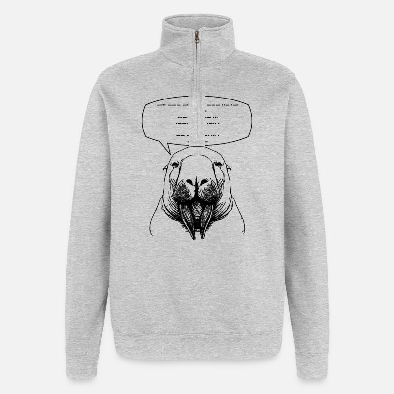 Sprichst du Morsecode? - Quarter-Zip-Sweatshirt - Grau meliert