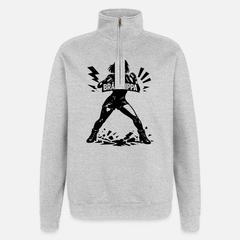 Bruchteil - Quarter-Zip-Sweatshirt - Grau meliert