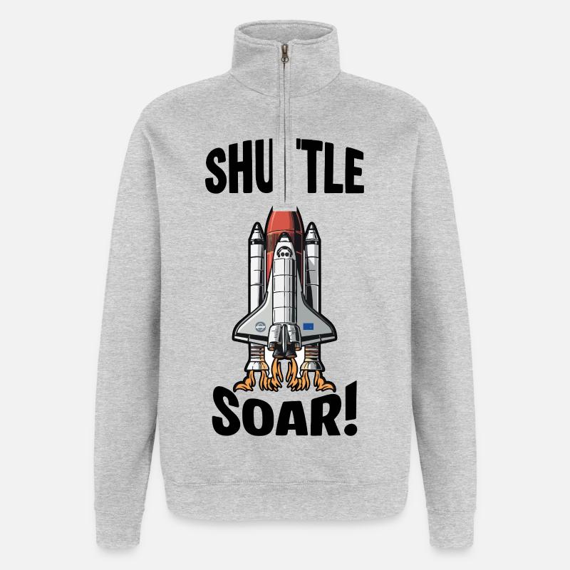 Navette Spatiale Décollage Shuttle Soar - Sweat à zip 1/4 - gris chiné