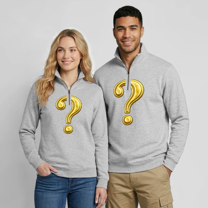 Conception du point d’interrogation doré Sweat à zip 1/4