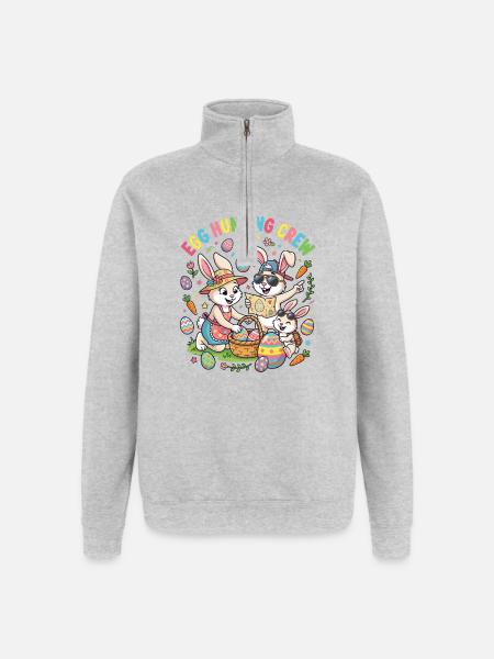 Hoster Bunny Family - Egg Collector - Quarter-Zip Sweatshirt - heather grey