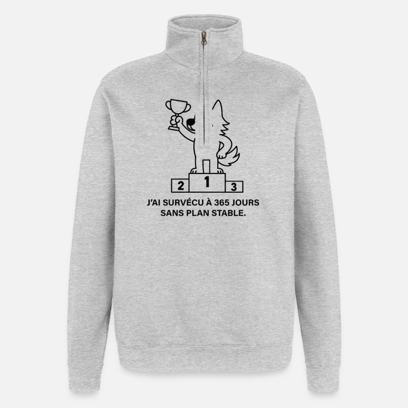 Loup vainqueur sans plan stable - Sweat à zip 1/4 - gris chiné