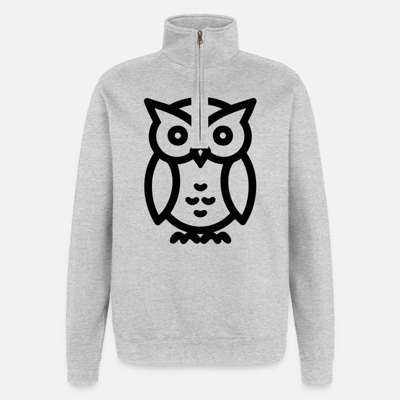 Eule - Quarter-Zip-Sweatshirt - Grau meliert