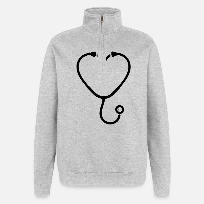 Stethoskop Herz Medizin Outline - Quarter-Zip-Sweatshirt - Grau meliert