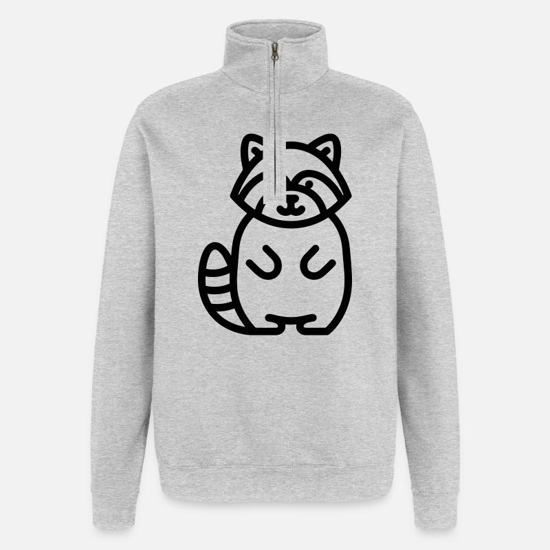 raton laveur - Sweat à zip 1/4 - gris chiné