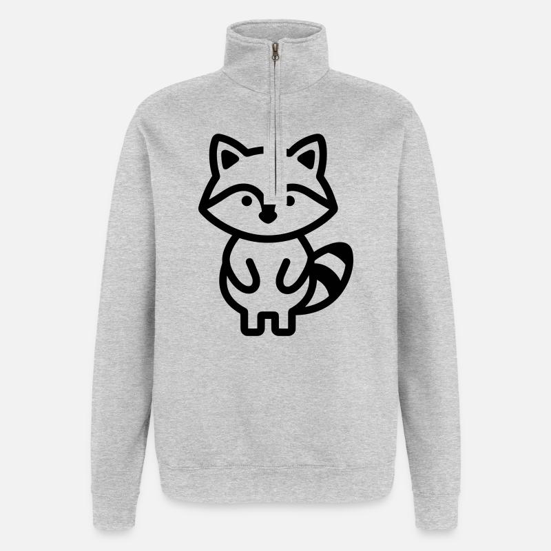 raccoon - Quarter-Zip Sweatshirt - heather grey