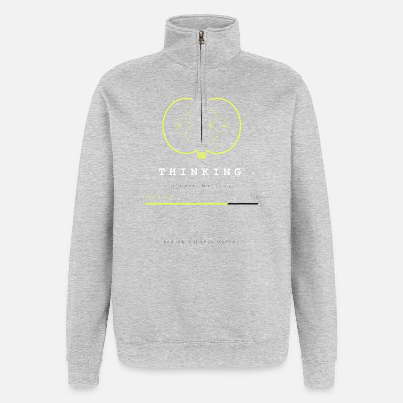 BRAIN.EXE LÄDT - Quarter-Zip-Sweatshirt - Grau meliert