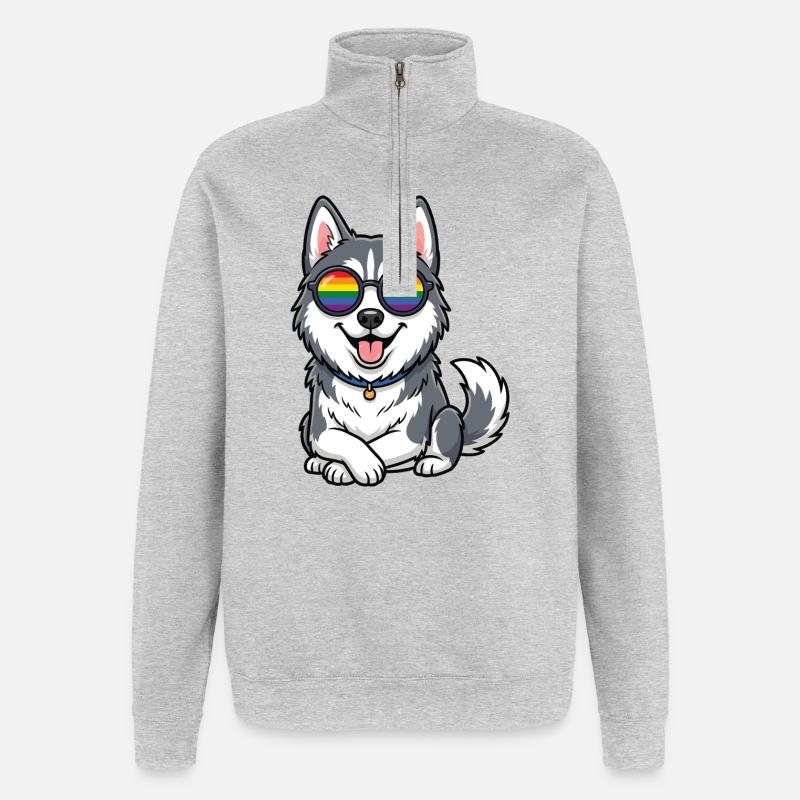 LGBT-Pride-Monat – Süßer Husky - Quarter-Zip-Sweatshirt - Grau meliert