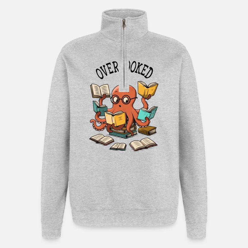 Overbooked - Quarter-Zip Sweatshirt - heather grey