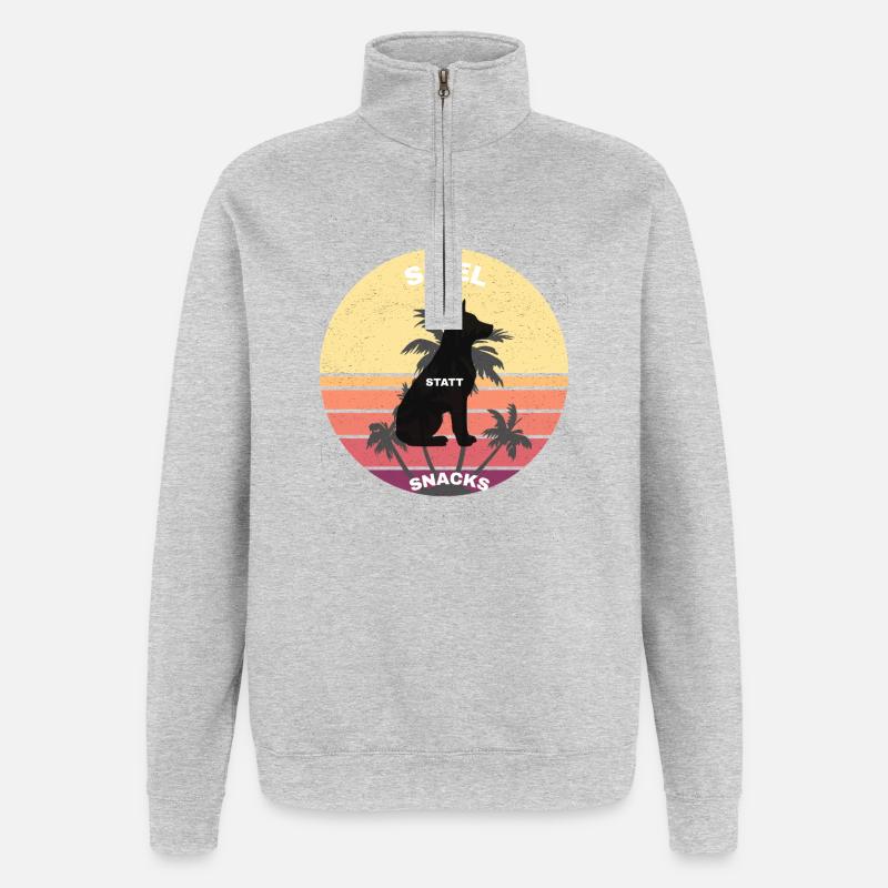 Retro - Quarter-Zip-Sweatshirt - Grau meliert